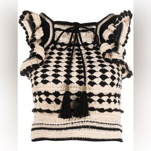 Forever 21 Black & White Striped Crochet Blouse Top – Women’s Sz M